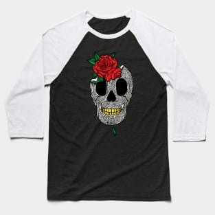 Skull and red roses Baseball T-Shirt